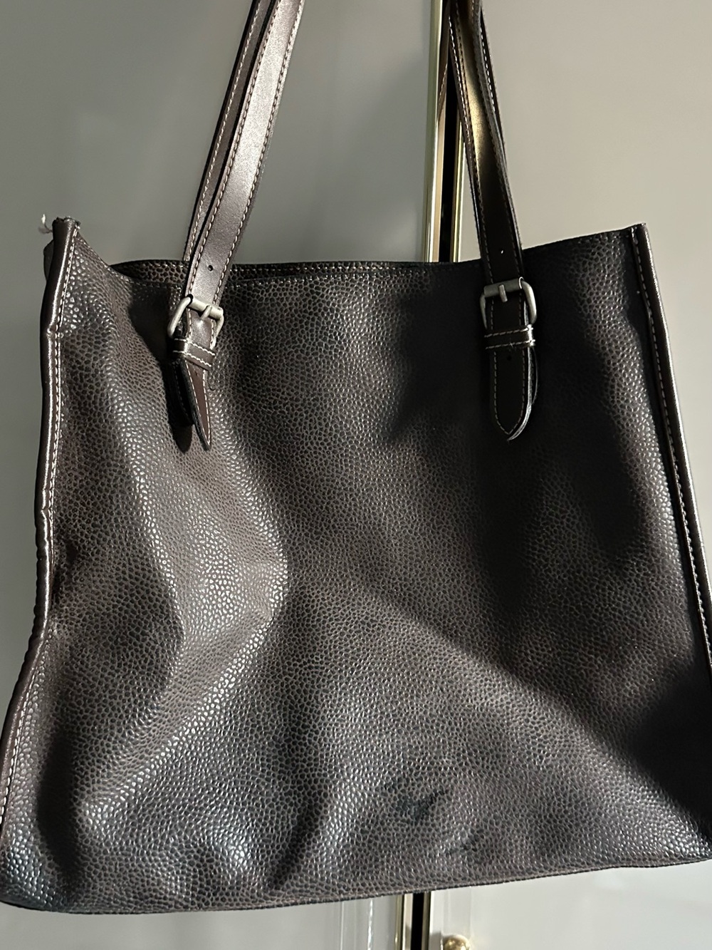 GAP Black Pebbled faux Leather Tote with Adjustable Straps